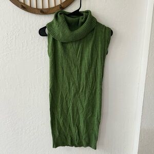 Anthropologie Tulle Turtleneck Cap Sleeve Open Back Sweater Knit Mini Dress S